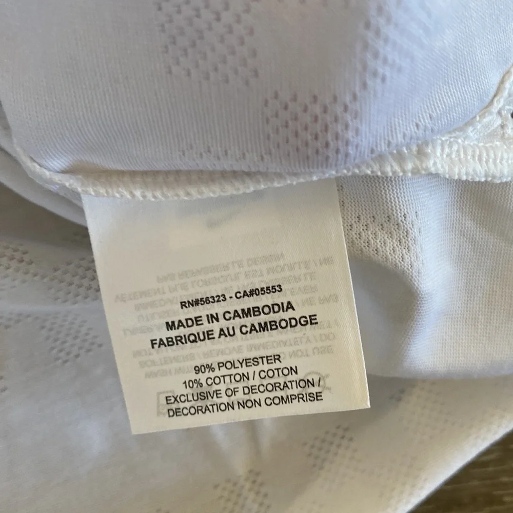 Nike White Short Sleeve Tee with Pink, Black & Teal Stripe Details